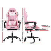 Artiss 2 Point Massage Gaming Office Chair Footrest Pink Chez Guru